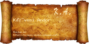 Kövesi Andor névjegykártya